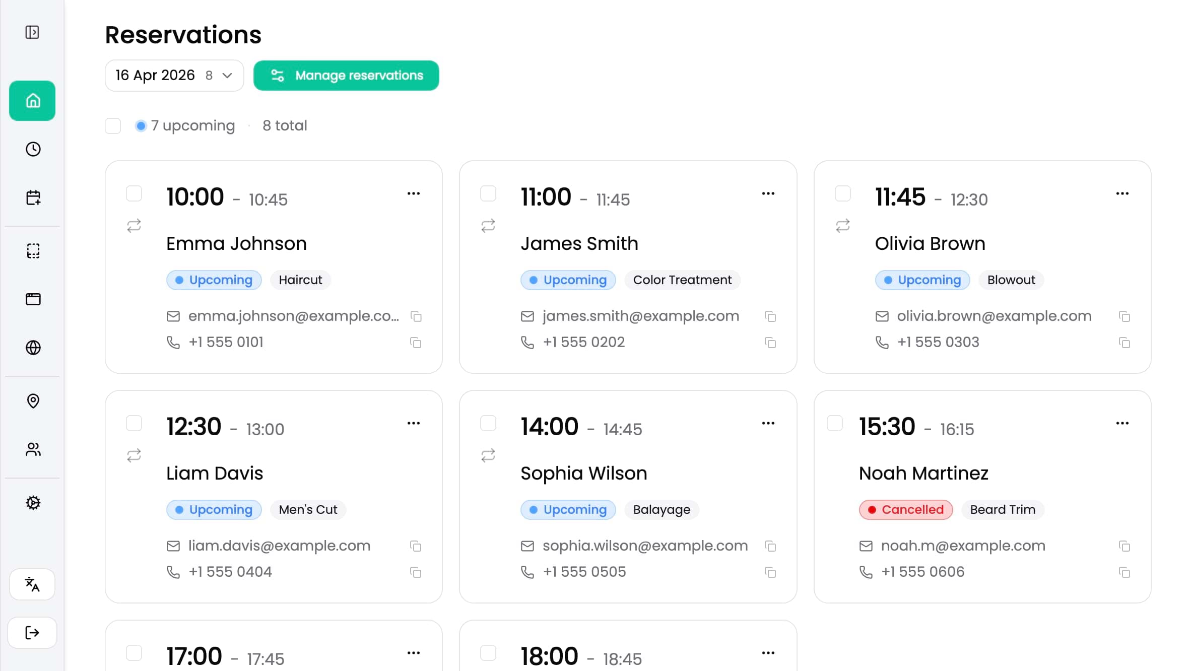 BookHook dashboard showing appointment management