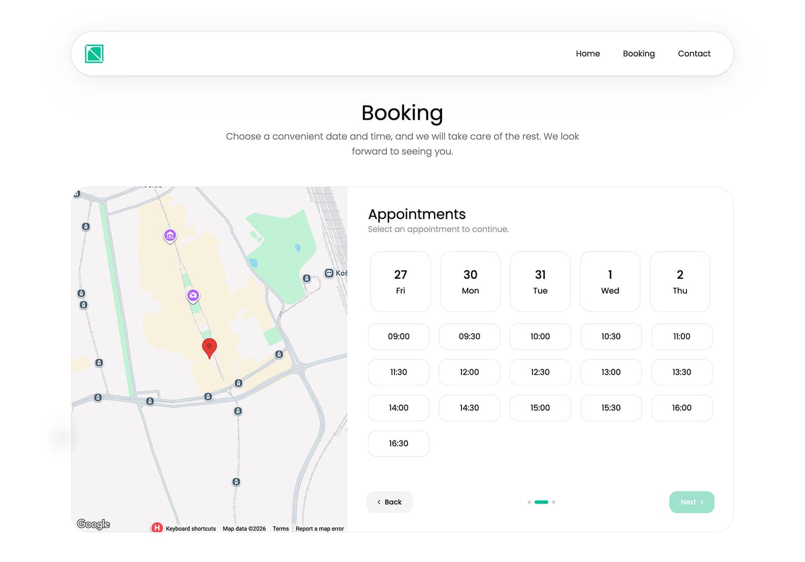BookHook online booking interface preview